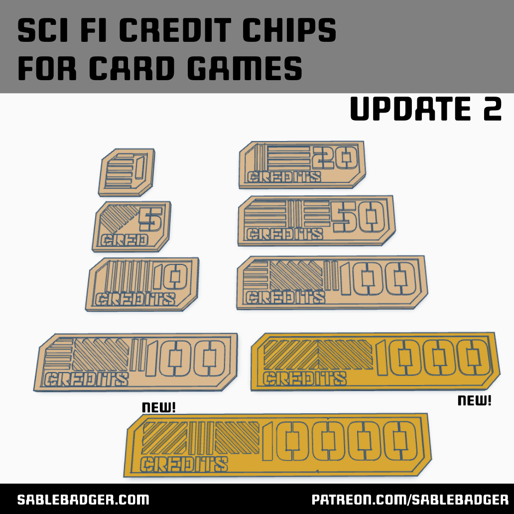 Sci Fi Credit Chips for card games